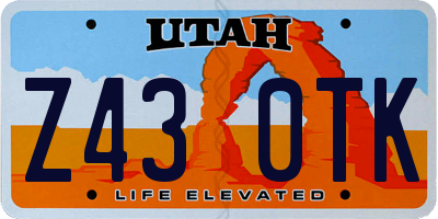 UT license plate Z430TK