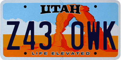 UT license plate Z430WK