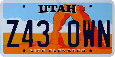 UT license plate Z430WN