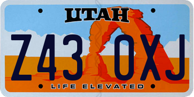 UT license plate Z430XJ