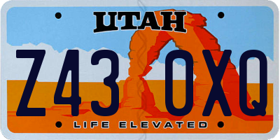 UT license plate Z430XQ