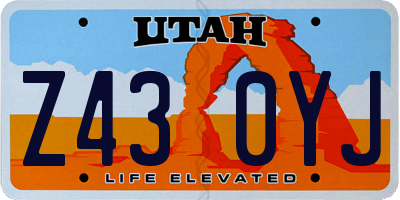 UT license plate Z430YJ