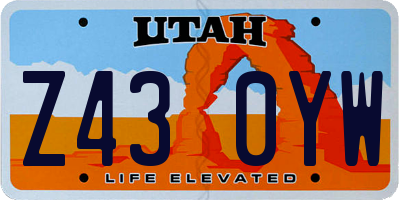 UT license plate Z430YW