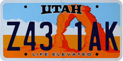 UT license plate Z431AK