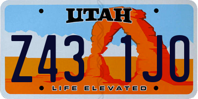 UT license plate Z431JO
