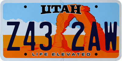 UT license plate Z432AW