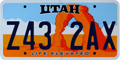 UT license plate Z432AX