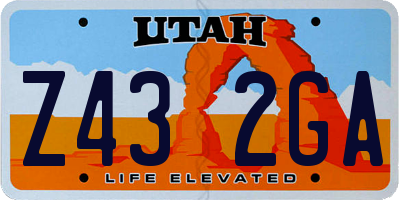 UT license plate Z432GA