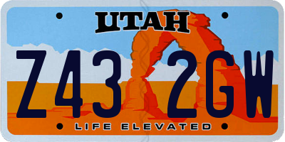 UT license plate Z432GW
