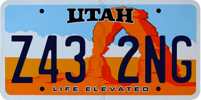 UT license plate Z432NG