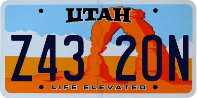 UT license plate Z432ON