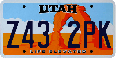 UT license plate Z432PK