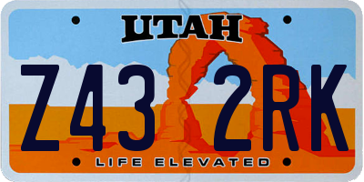 UT license plate Z432RK