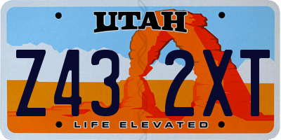 UT license plate Z432XT