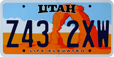UT license plate Z432XW