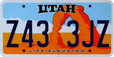 UT license plate Z433JZ