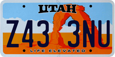 UT license plate Z433NU