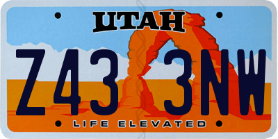 UT license plate Z433NW