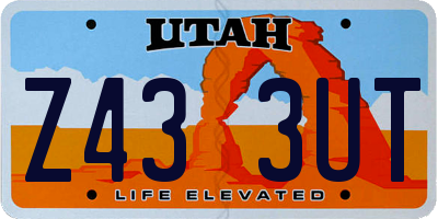 UT license plate Z433UT