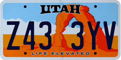 UT license plate Z433YV