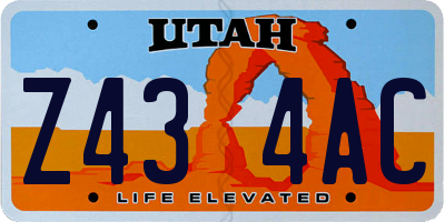 UT license plate Z434AC