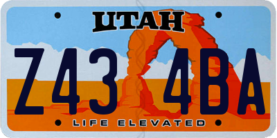 UT license plate Z434BA