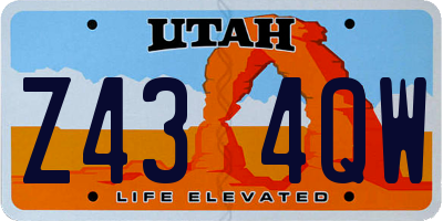 UT license plate Z434QW
