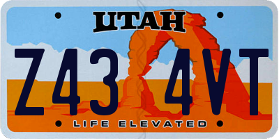 UT license plate Z434VT