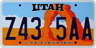 UT license plate Z435AA
