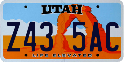 UT license plate Z435AC