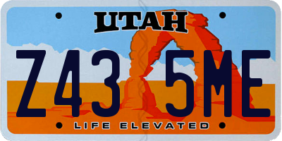 UT license plate Z435ME