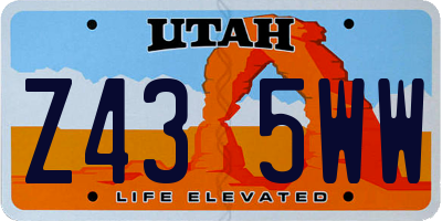 UT license plate Z435WW
