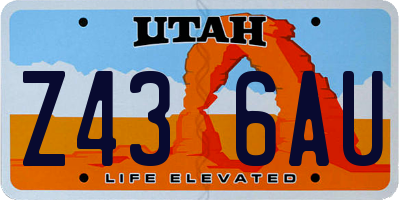 UT license plate Z436AU