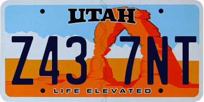 UT license plate Z437NT