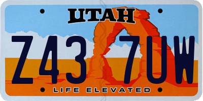 UT license plate Z437UW