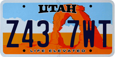 UT license plate Z437WT