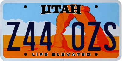 UT license plate Z440ZS