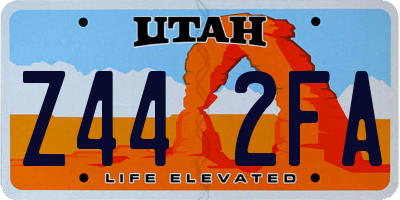 UT license plate Z442FA