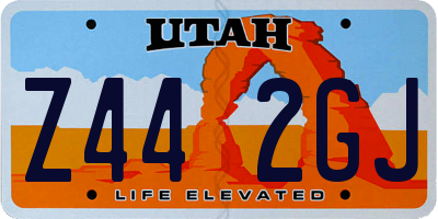 UT license plate Z442GJ
