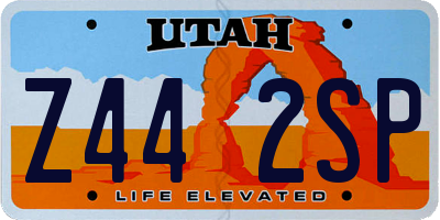 UT license plate Z442SP