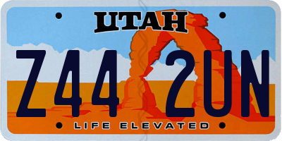 UT license plate Z442UN