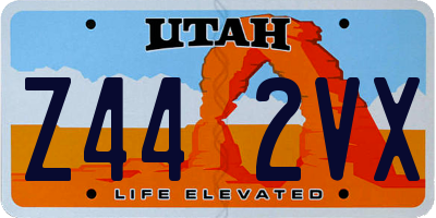 UT license plate Z442VX