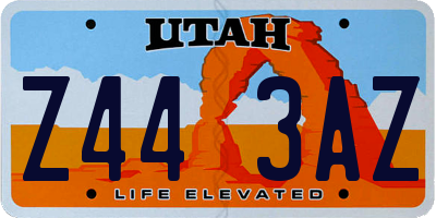 UT license plate Z443AZ