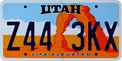 UT license plate Z443KX