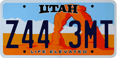 UT license plate Z443MT