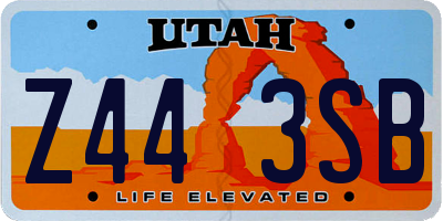 UT license plate Z443SB