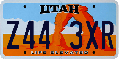 UT license plate Z443XR