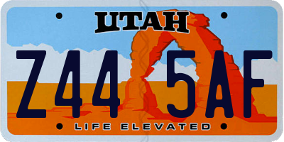 UT license plate Z445AF