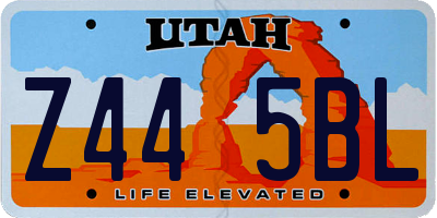 UT license plate Z445BL