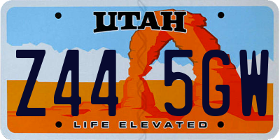 UT license plate Z445GW